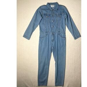 Hayden Women's Denim Chic Cowgirl Front Button Closure Light Wash Jumpsuit S/M